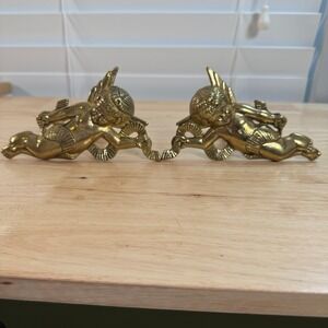 Vintage Gold-Tone Flying Cherub Angel Decor Wall Mount Sculptures Lot 2 Finials